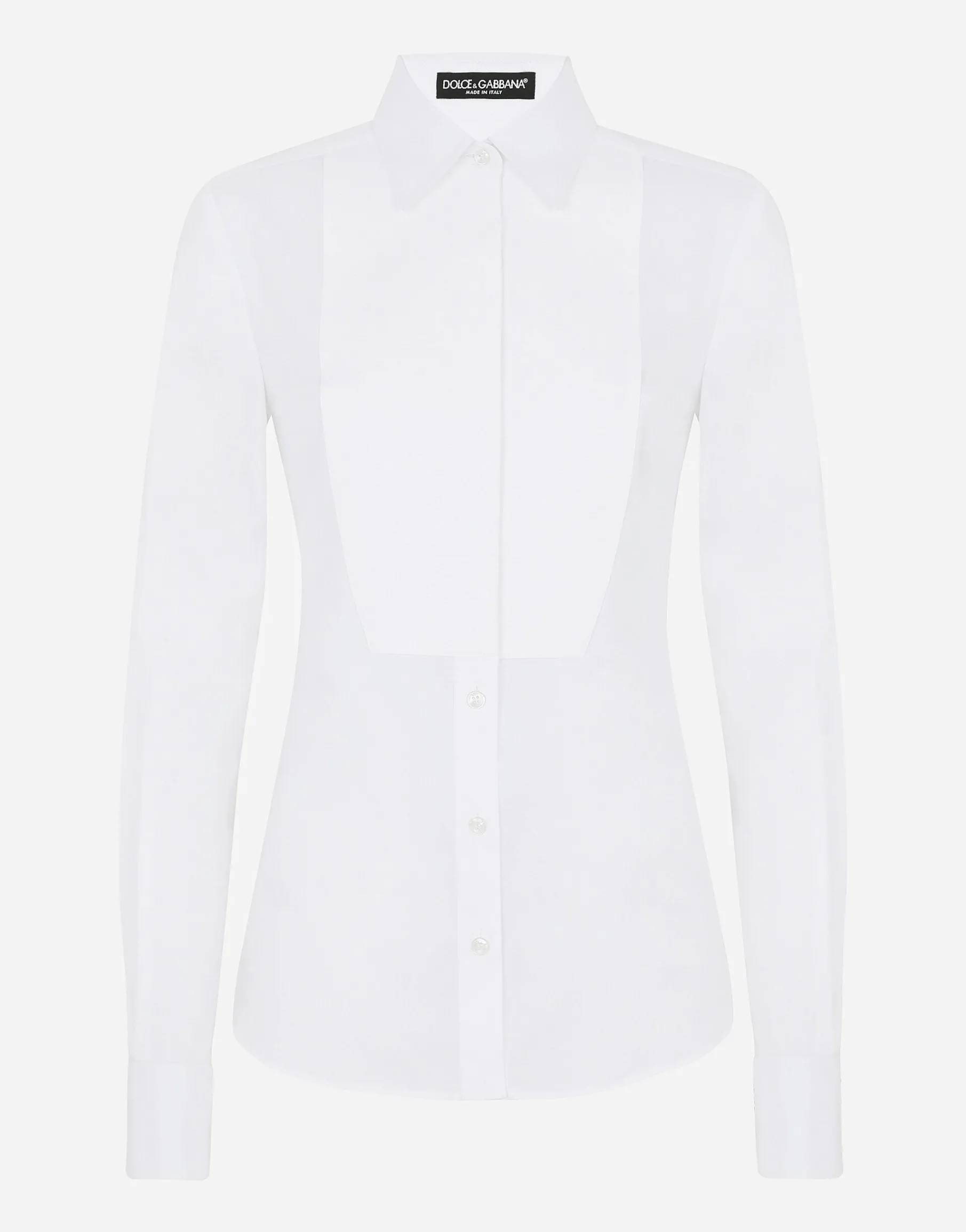 Stretch poplin tuxedo shirt