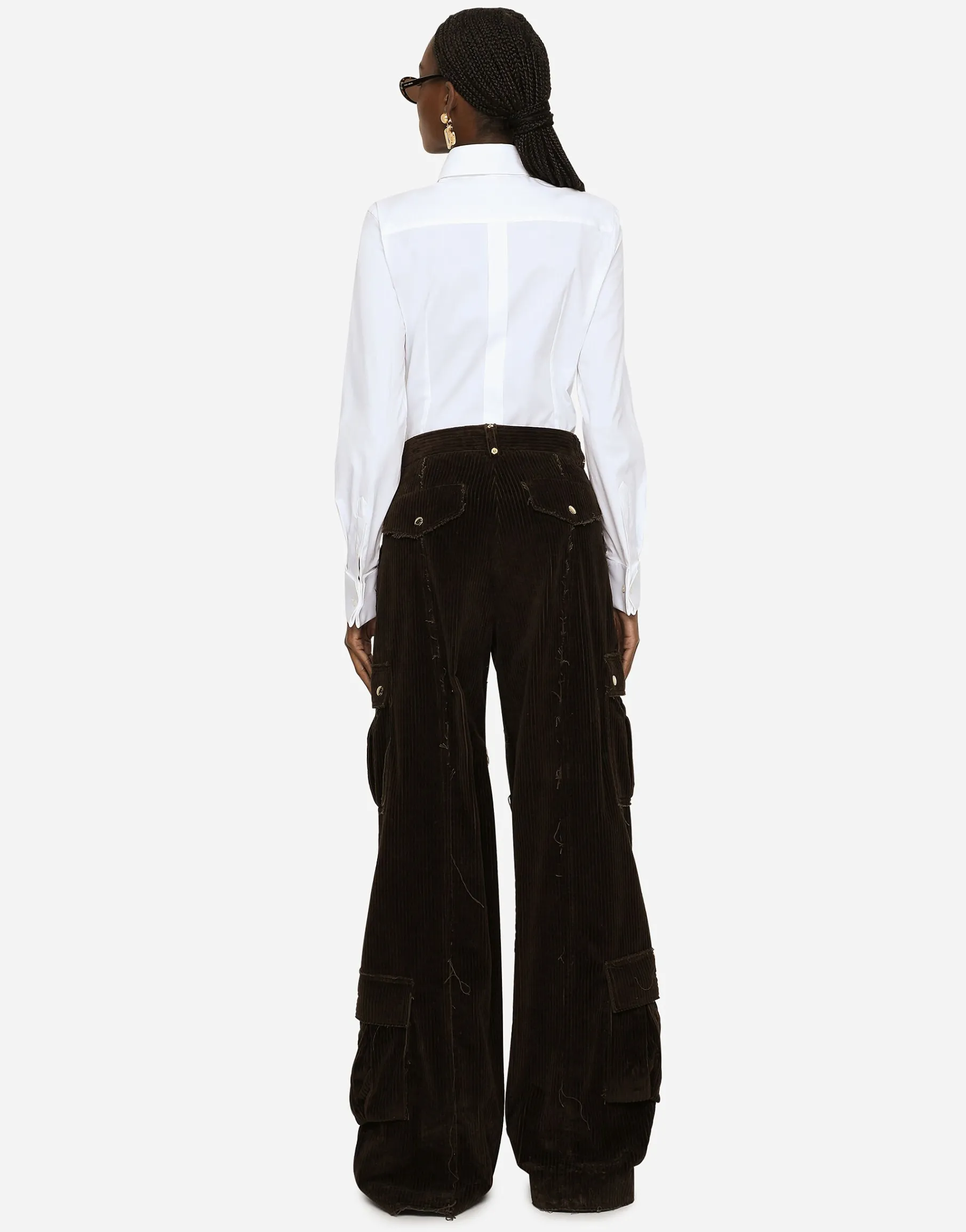 Stretch poplin tuxedo shirt