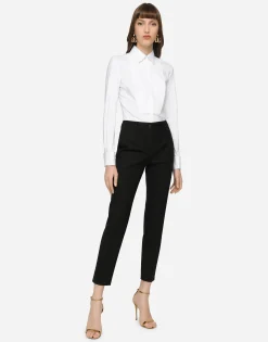 Stretch poplin tuxedo shirt