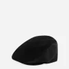 Stretch velvet flat cap with logo tag