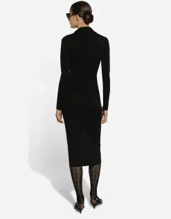 Stretch viscose knit pencil skirt with DG logo