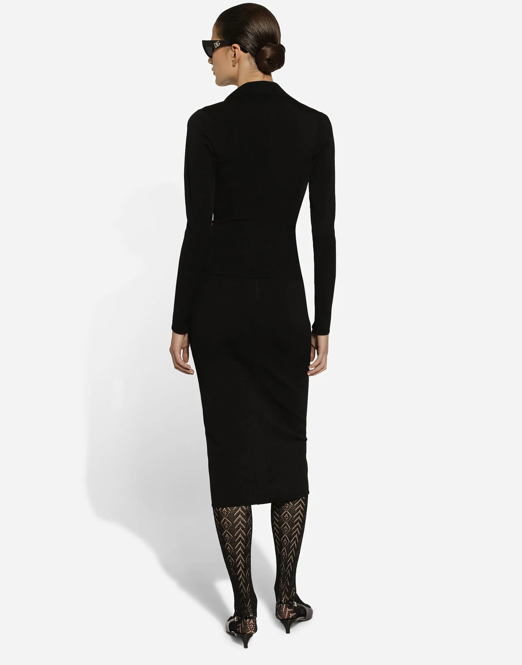 Stretch viscose knit pencil skirt with DG logo