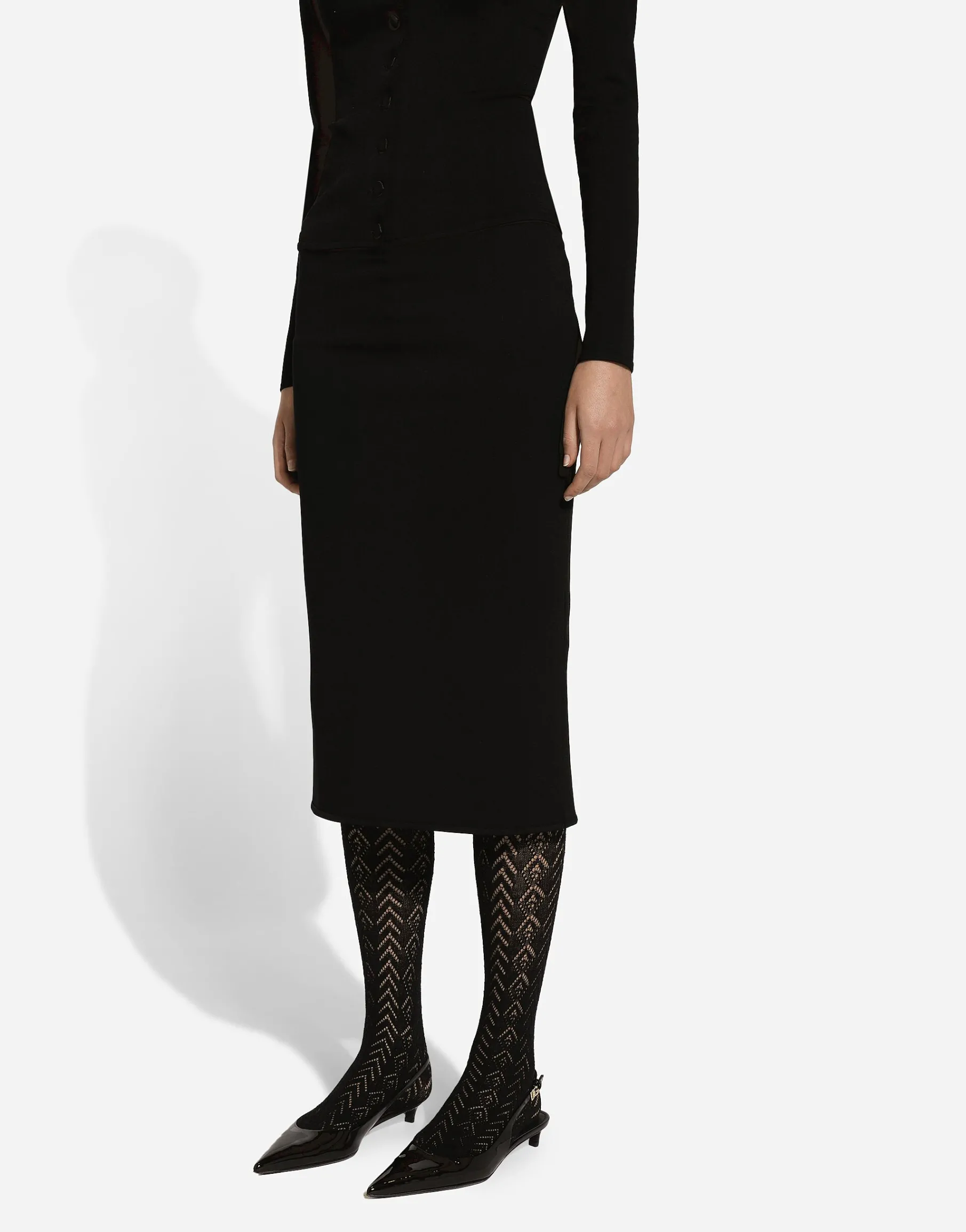 Stretch viscose knit pencil skirt with DG logo