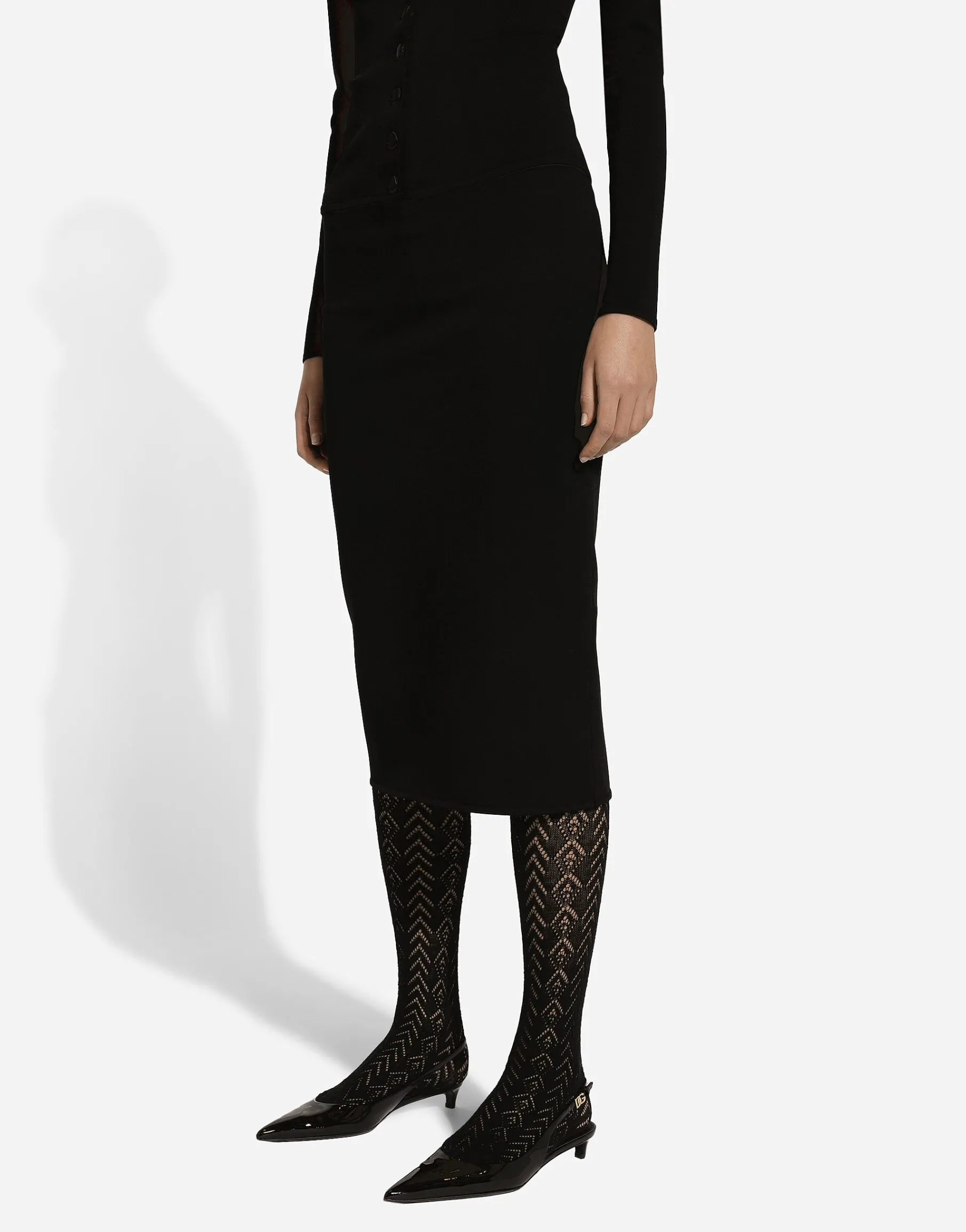 Stretch viscose knit pencil skirt with DG logo