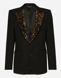 Stretch wool fabric Sicilia-fit tuxedo jacket
