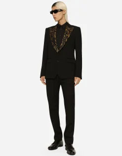 Stretch wool fabric Sicilia-fit tuxedo jacket