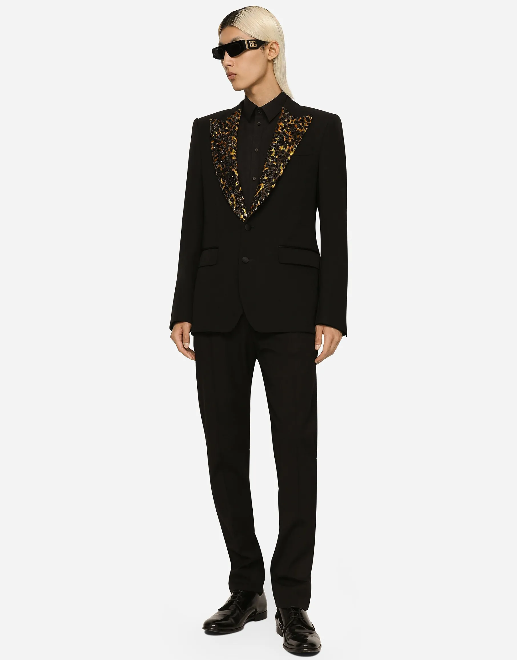Stretch wool fabric Sicilia-fit tuxedo jacket