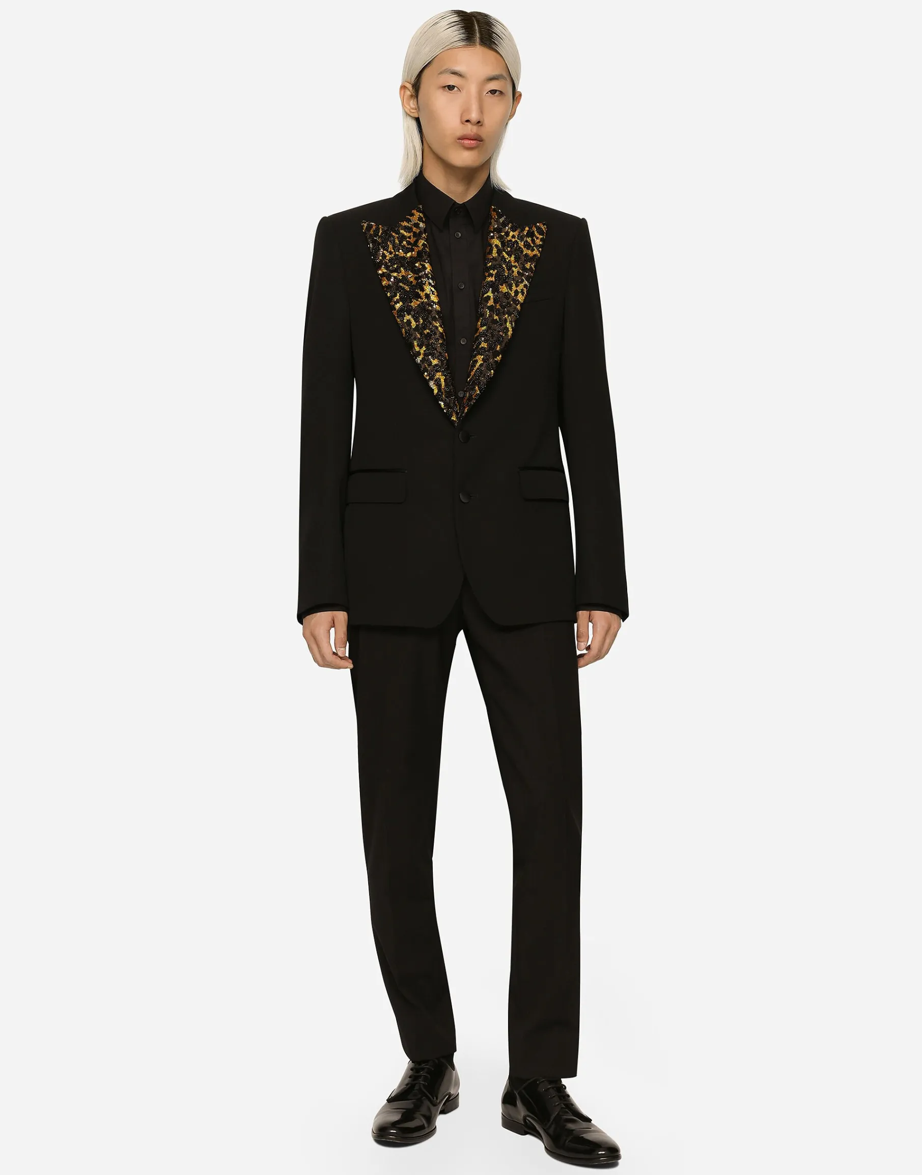 Stretch wool fabric Sicilia-fit tuxedo jacket