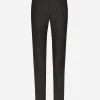 Stretch wool glen plaid pants