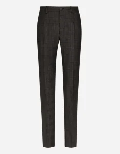 Stretch wool glen plaid pants