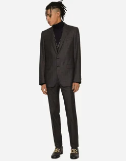 Stretch wool glen plaid pants