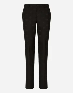 Stretch wool jacquard pants with DG logo