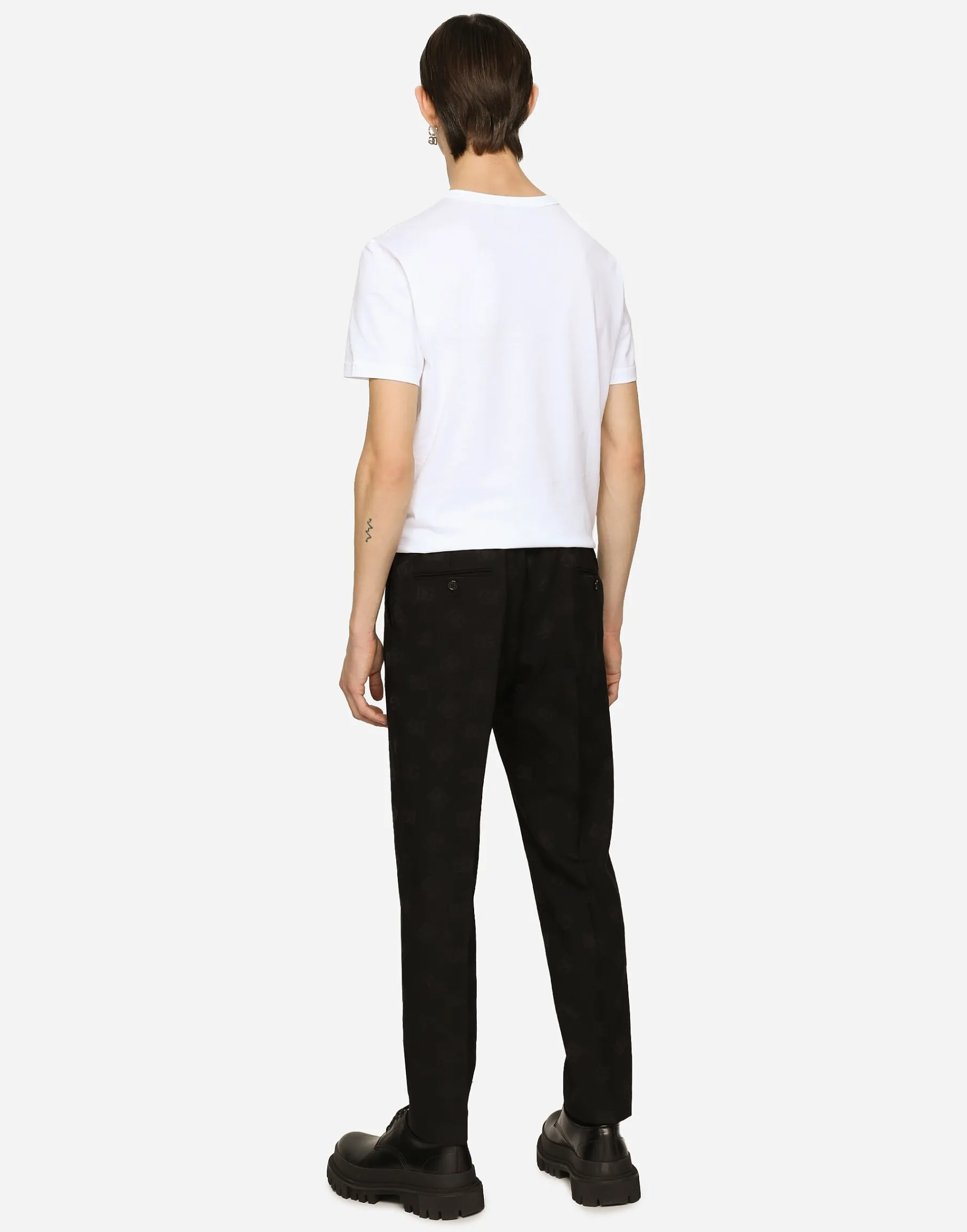Stretch wool jacquard pants with DG Monogram design