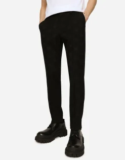 Stretch wool jacquard pants with DG Monogram design