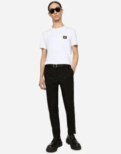 Stretch wool jacquard pants with DG Monogram design