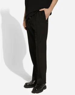 Stretch wool jogging pants