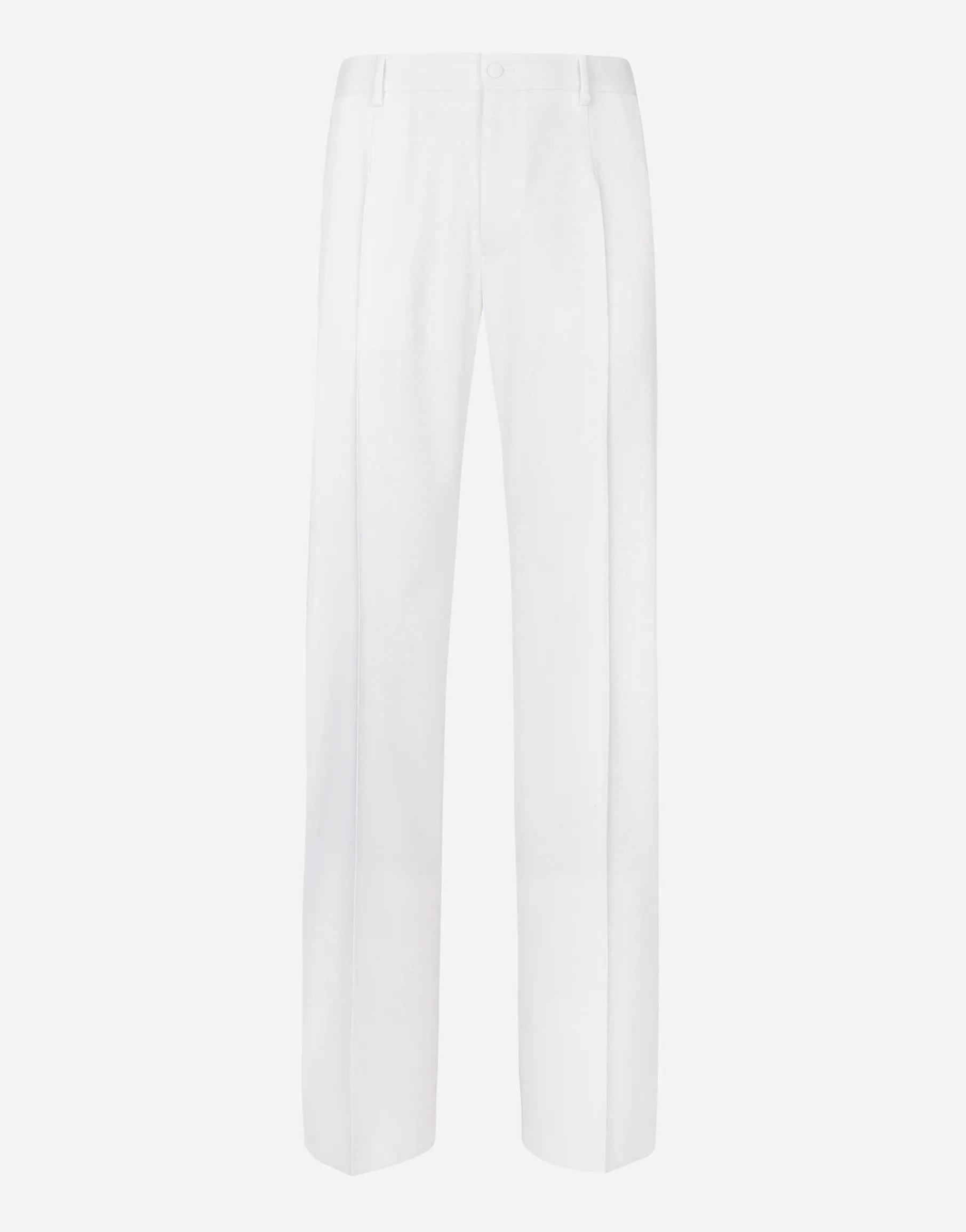 Stretch wool straight-leg pants