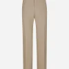 Stretch wool straight-leg pants