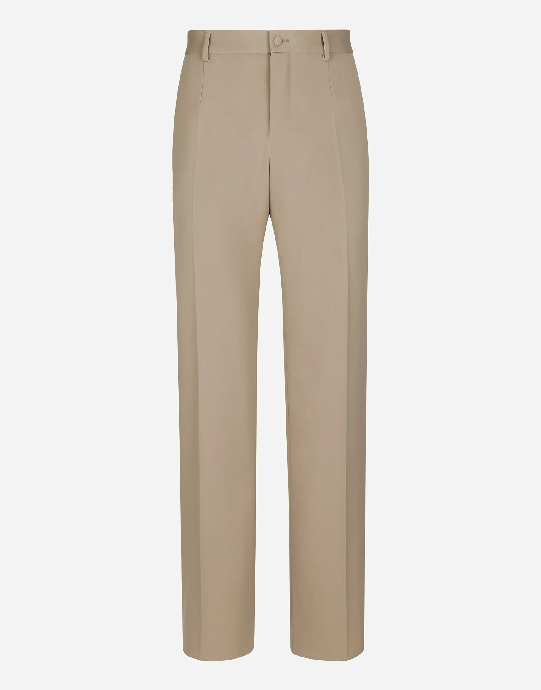 Stretch wool straight-leg pants