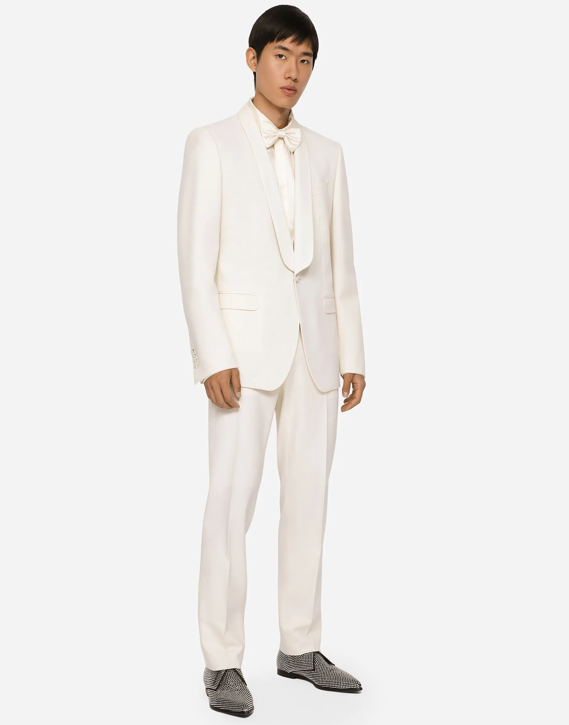 Stretch wool tuxedo pants