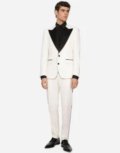 Stretch wool tuxedo pants