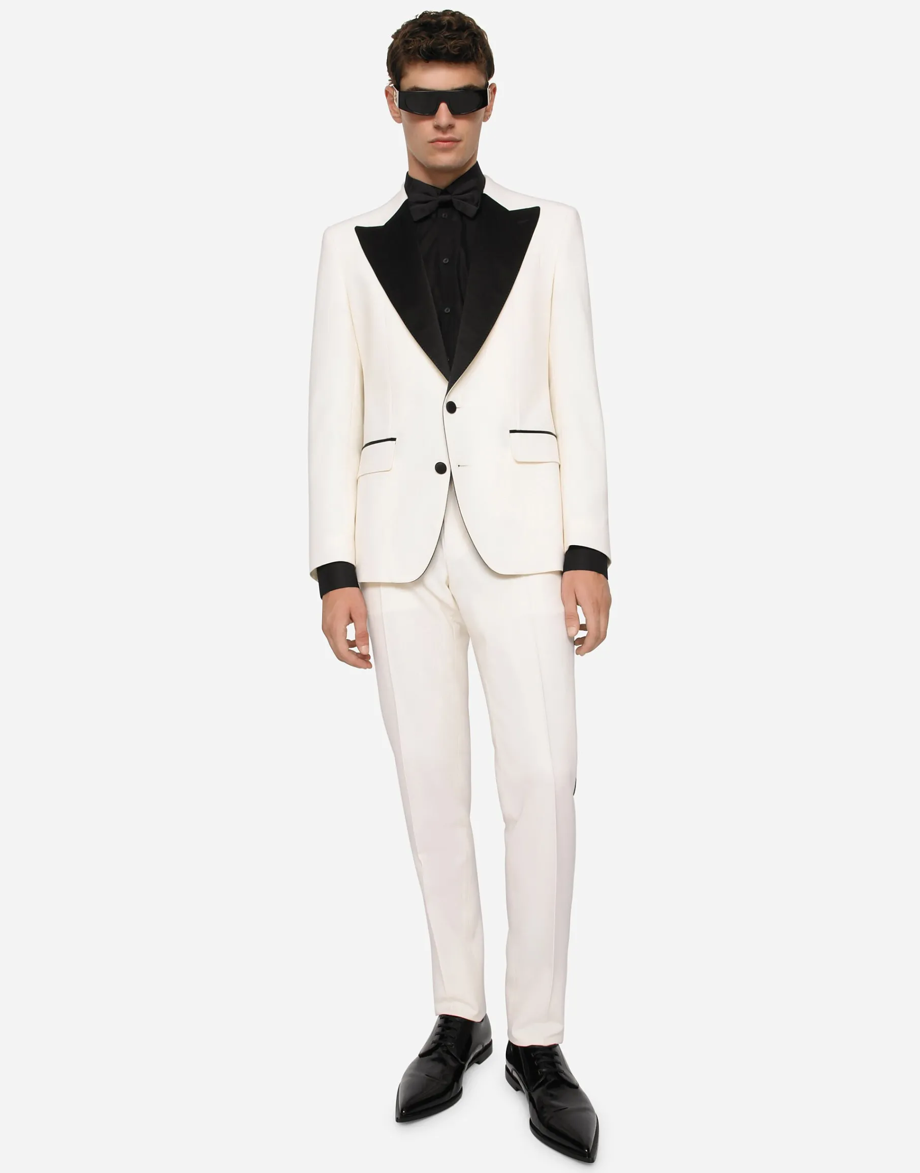 Stretch wool tuxedo pants