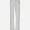 Stretch wool twill pants with straight leg