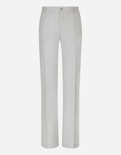 Stretch wool twill pants with straight leg
