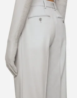 Stretch wool twill pants with straight leg