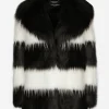 Striped faux fur coat