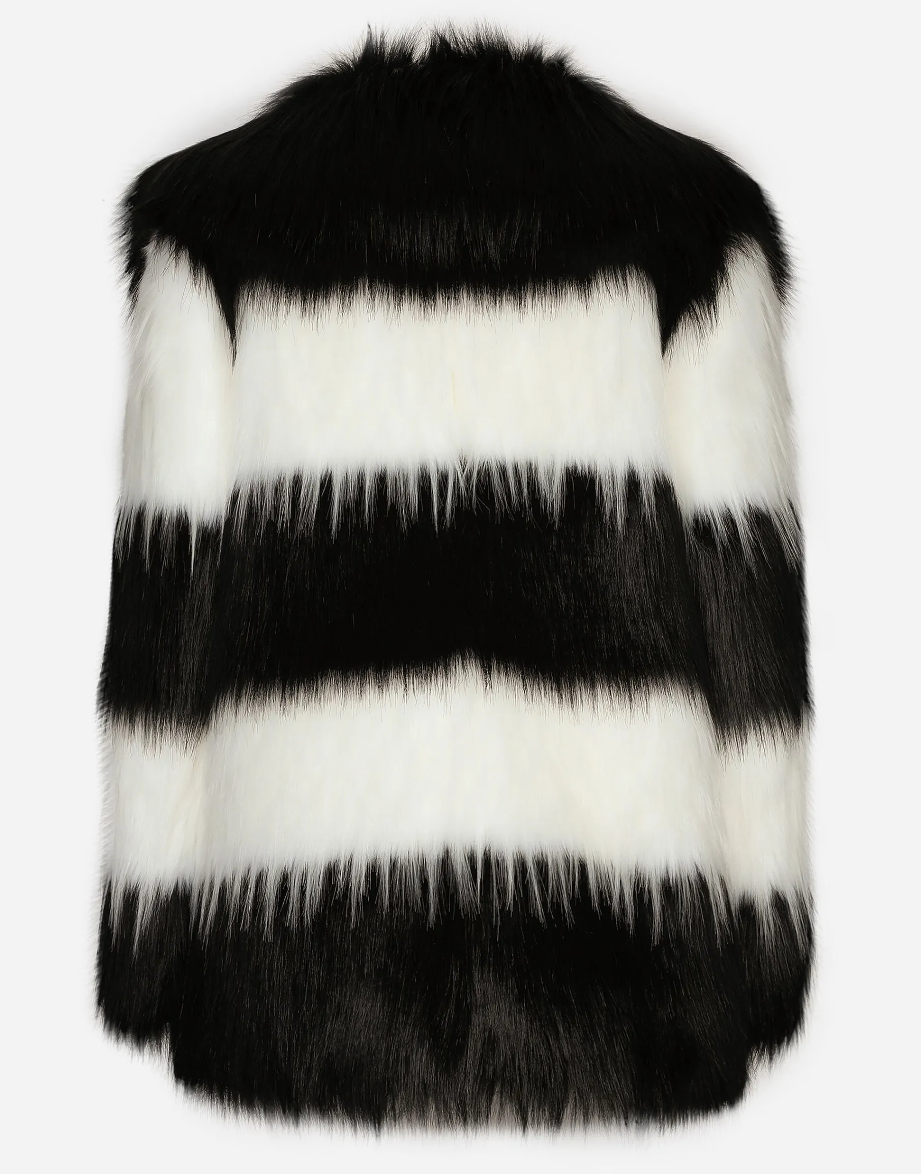 Striped faux fur coat
