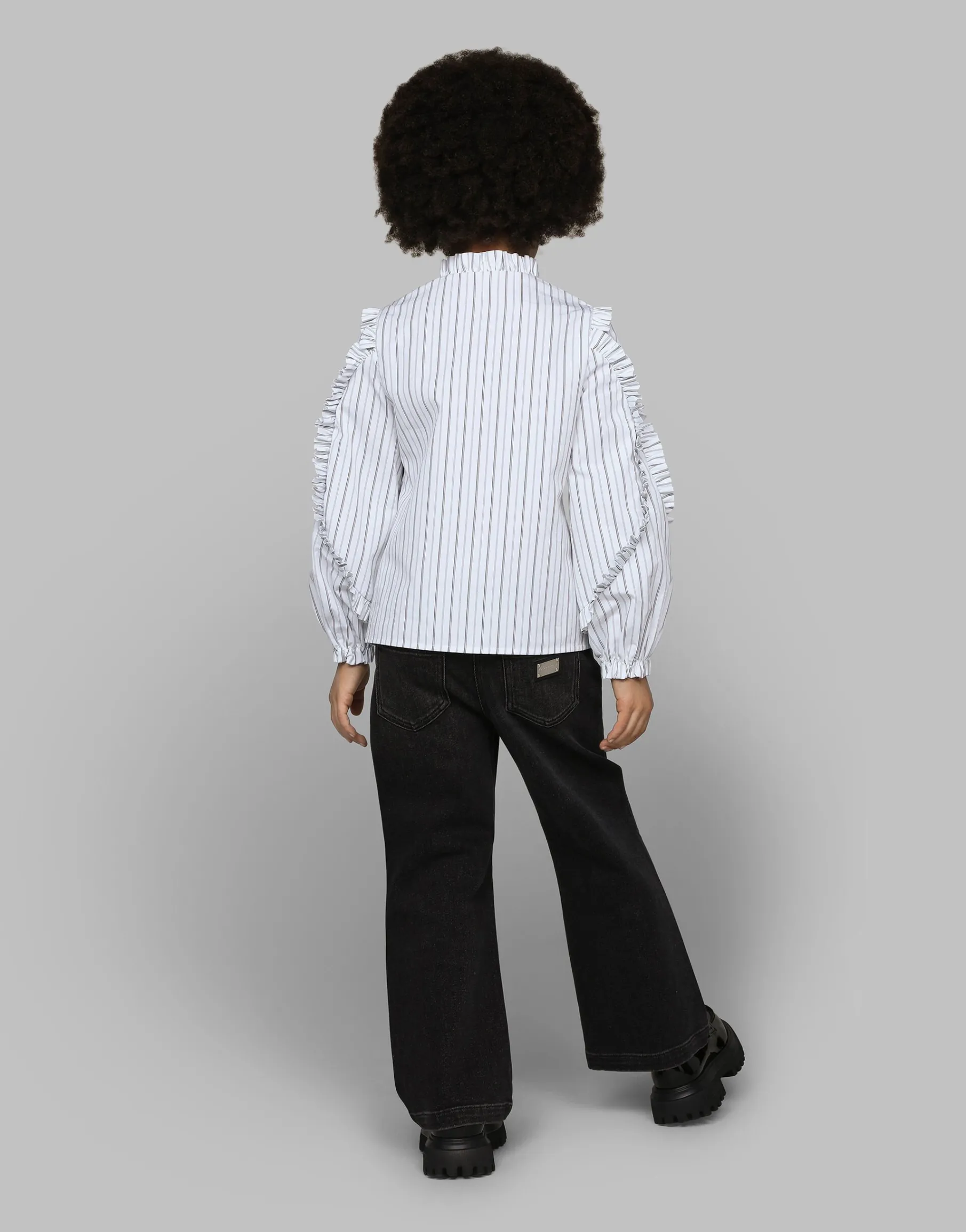 Striped poplin shirt with embroidered Dolce&Gabbana logo