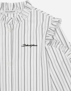 Striped poplin shirt with embroidered Dolce&Gabbana logo