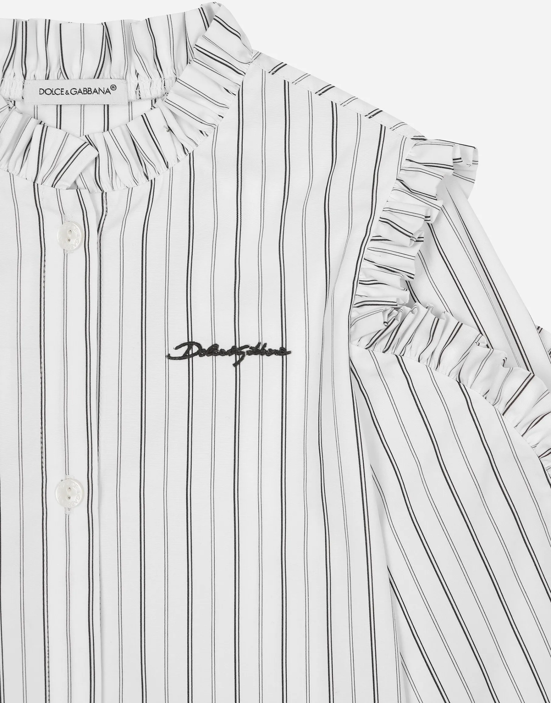 Striped poplin shirt with embroidered Dolce&Gabbana logo