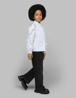 Striped poplin shirt with embroidered Dolce&Gabbana logo