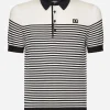 Striped silk polo-shirt with DG patch