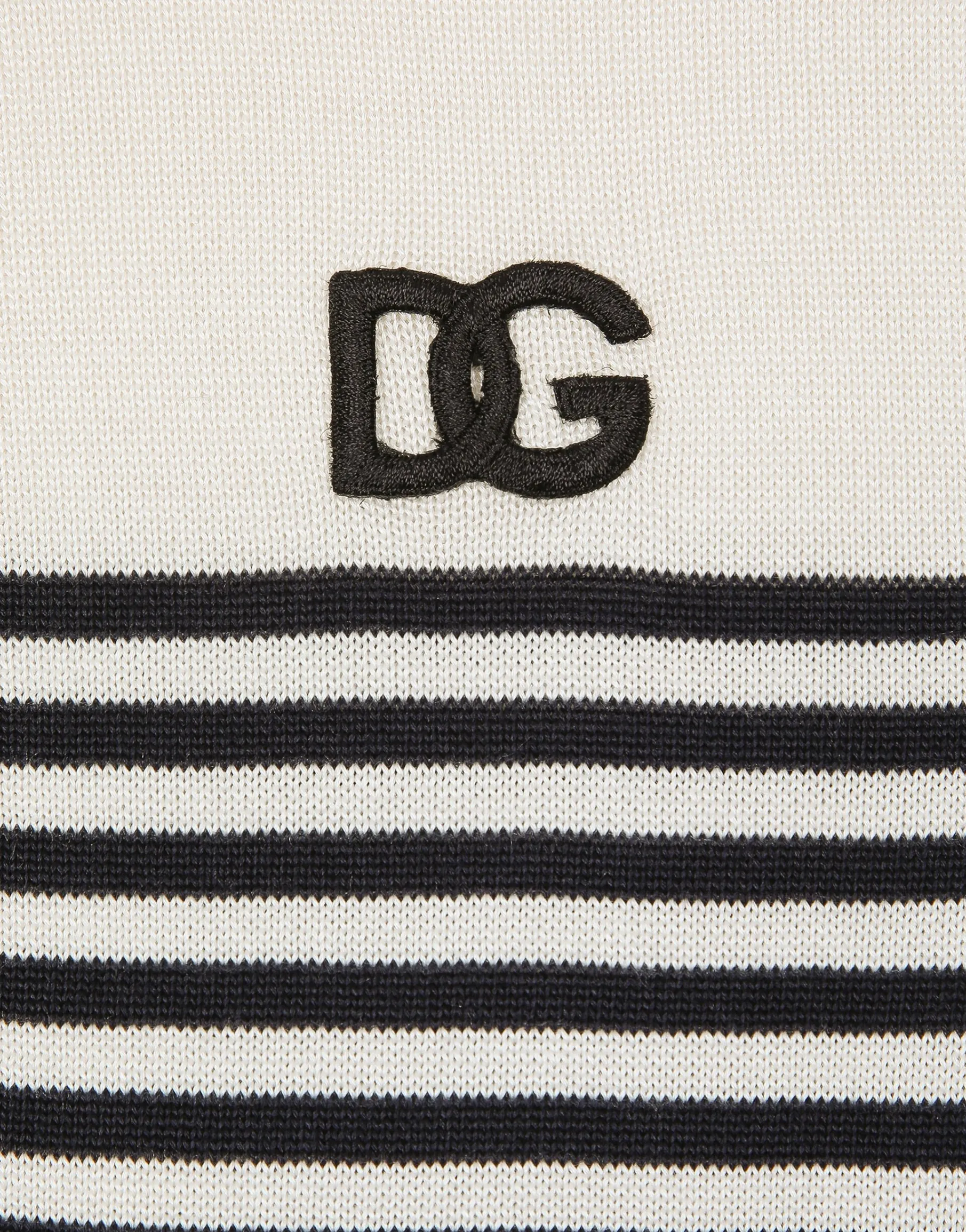 Striped silk polo-shirt with DG patch