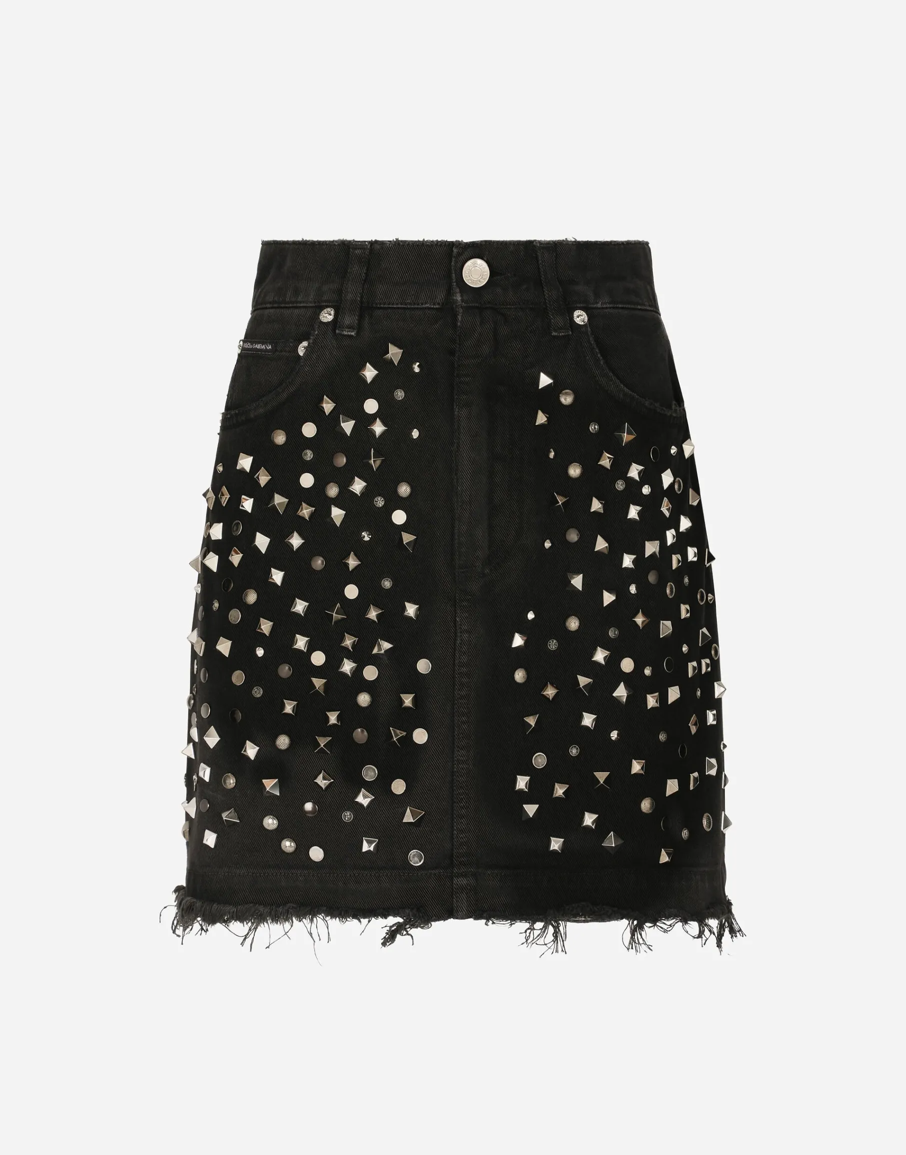 Studded denim miniskirt