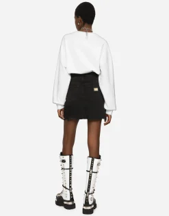 Studded denim miniskirt