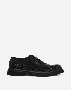 Suede Derby shoes with fusible rhinestone detailing