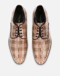 Suede Derby shoes with fusible rhinestone detailing
