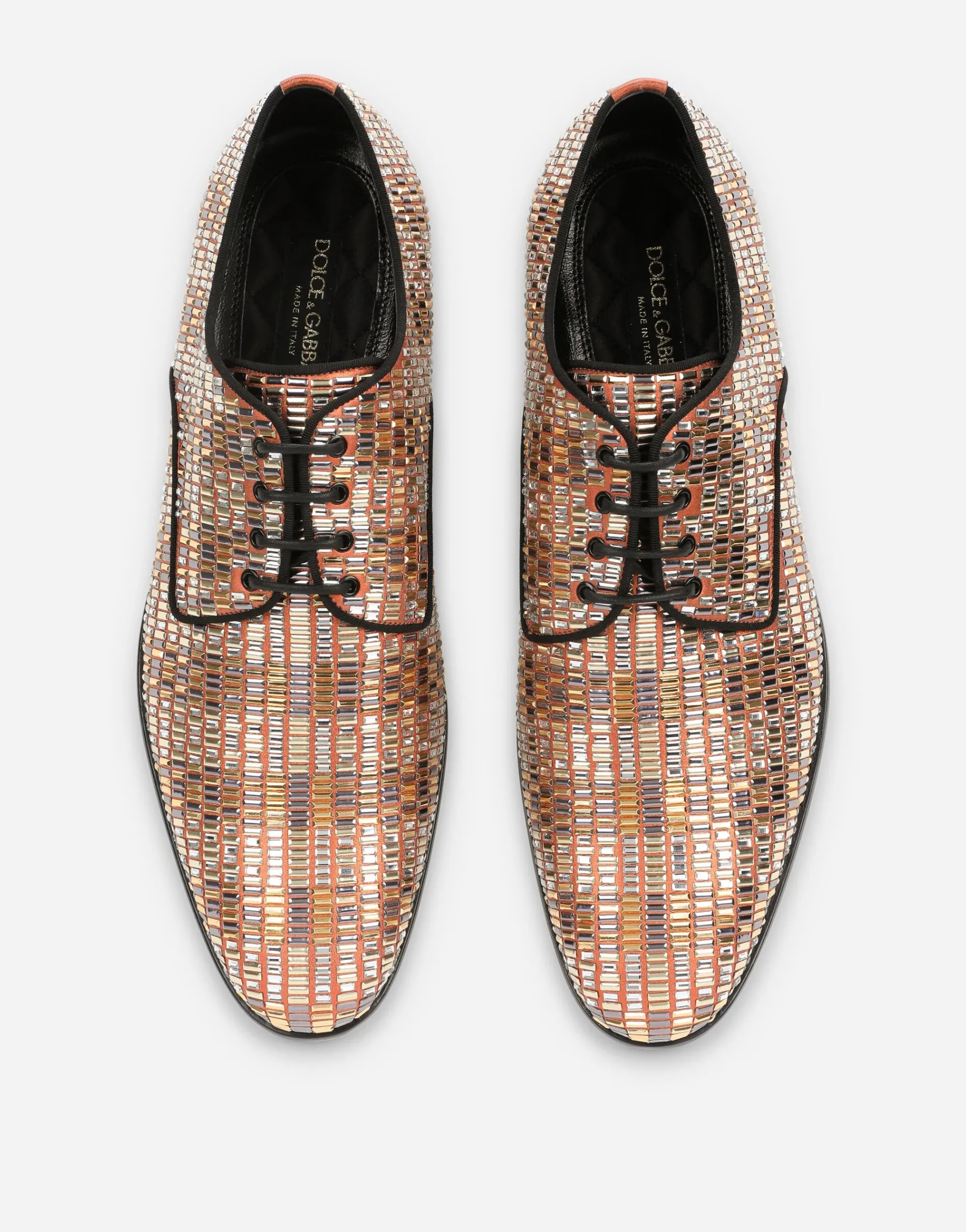 Suede Derby shoes with fusible rhinestone detailing