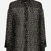 Super-oversize silk chiffon shirt with polka-dot print