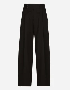 Tailored cotton pants with darts
