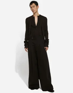 Tailored cotton pants with darts