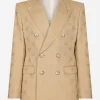 Tailored double-breasted cotton jacket with jacquard DG details