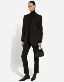 Tailored pinstripe wool pants