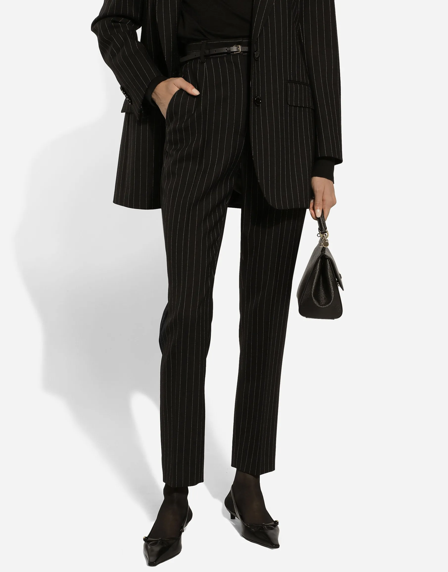 Tailored pinstripe wool pants