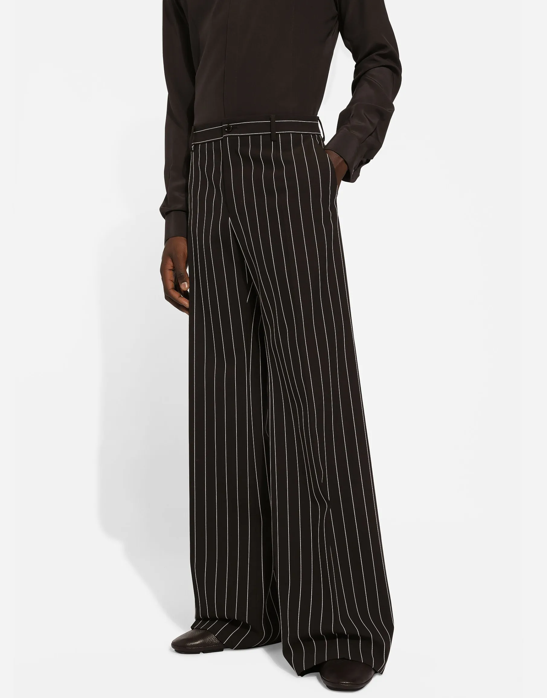 Tailored pinstripe wool pants