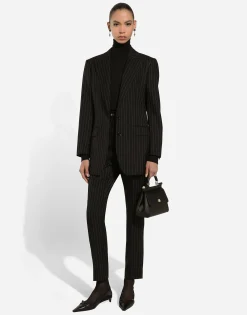 Tailored pinstripe wool pants